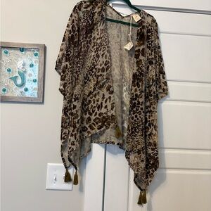 Mystree Animal Print Kimono with Tassels